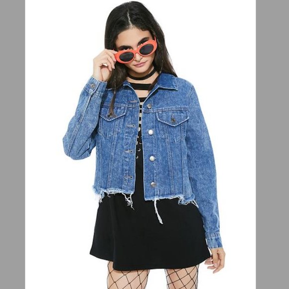 Dolls Kill Sans Souci Denim Jacket NWOT - Picture 2 of 6